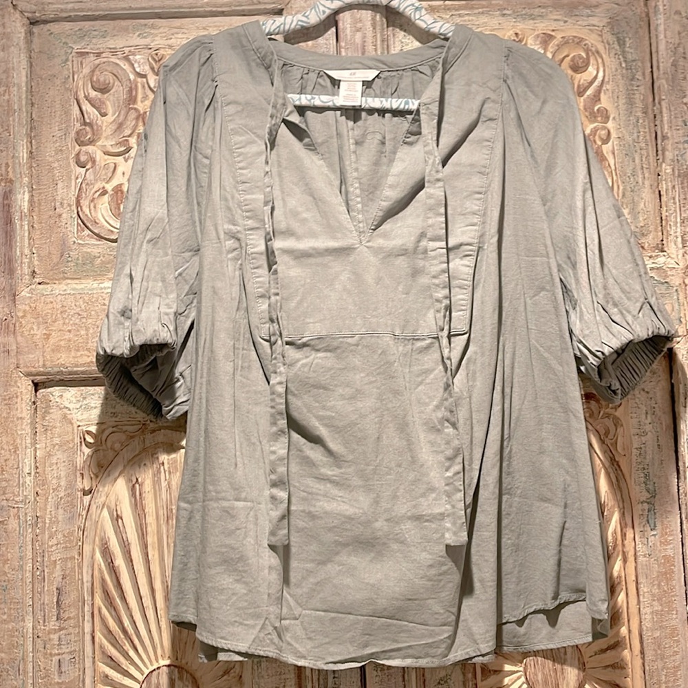 NWOT H&M Linen Blend Pullover Top /Sage Green, XXL/